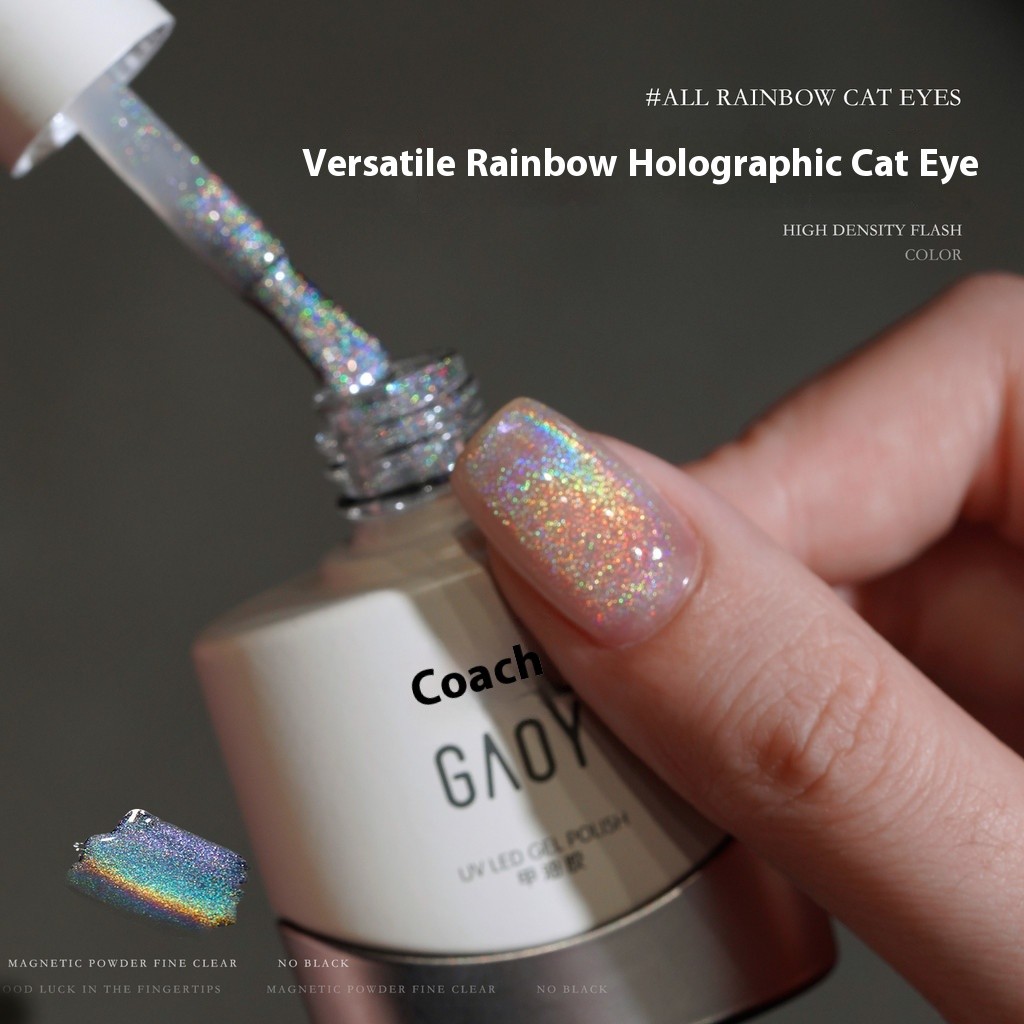 Gaoy Goya อเนกประสงค์ Rainbow Crystal Cat Eye Nail Gel 2025 ใหม่กระพริบสีสัน Cat Eye Nail Art พิเศษ