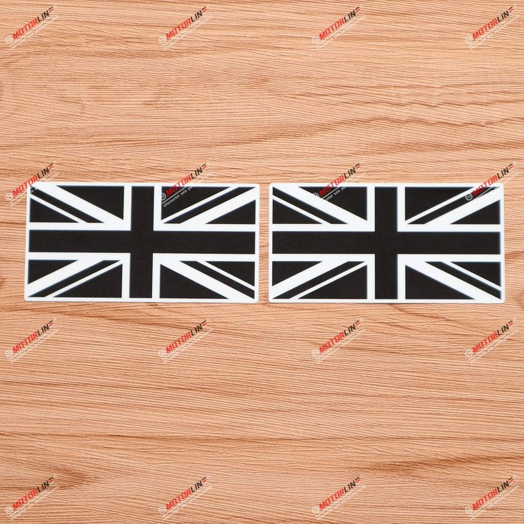 UK British Flag Union Jack Britain Vinyl Decal Sticker - 2 Pack Glossy, 4 นิ้ว - สีดําสีขาวสําหรับหน