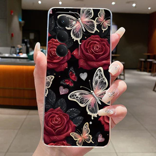ออกแบบใหม่สําหรับ Redmi 15 5G กรณีหรูหราแฟชั่นผีเสื้อดอกไม้รูปแบบ Soft TPU ซิลิโคนฝาครอบโทรศัพท์สําหรับ Redmi15 5G กรณี