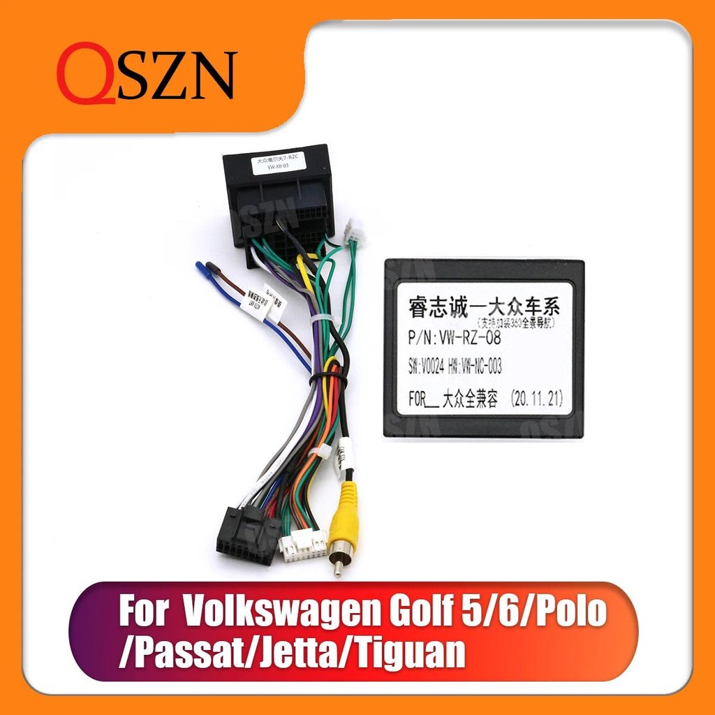 กล่อง Canbus VW-RZ-08 สําหรับ Volkswagen Golf 5/6/Polo/Passat/Jetta/Tigua 16 PIN สายรัดสาย Android ร