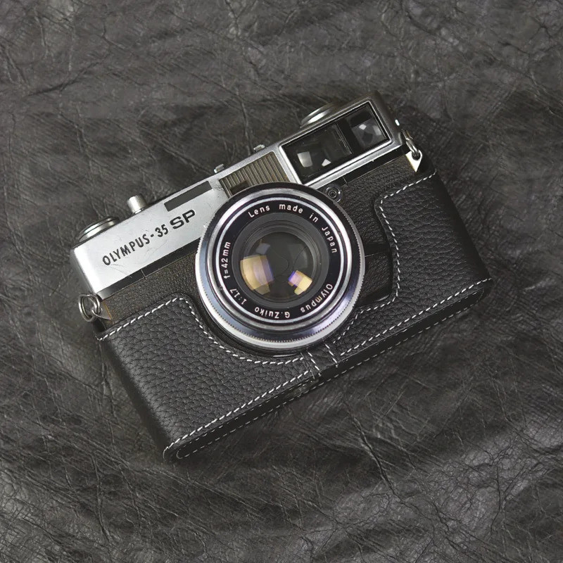 สายคล้องกล้องหนัง Quick Release 35 SP กรณี Handmade กล้องหนังแท้ครึ่งกระเป๋าสําหรับ Olympus 35 SP กร