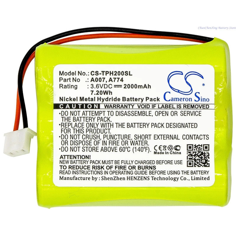 Cameron Sino 3.6V 2000mAh แบตเตอรี่ A007,160AAH3BML,A774 สําหรับ TPI HXG-2D Combable แก๊สรั่วเครื่อง