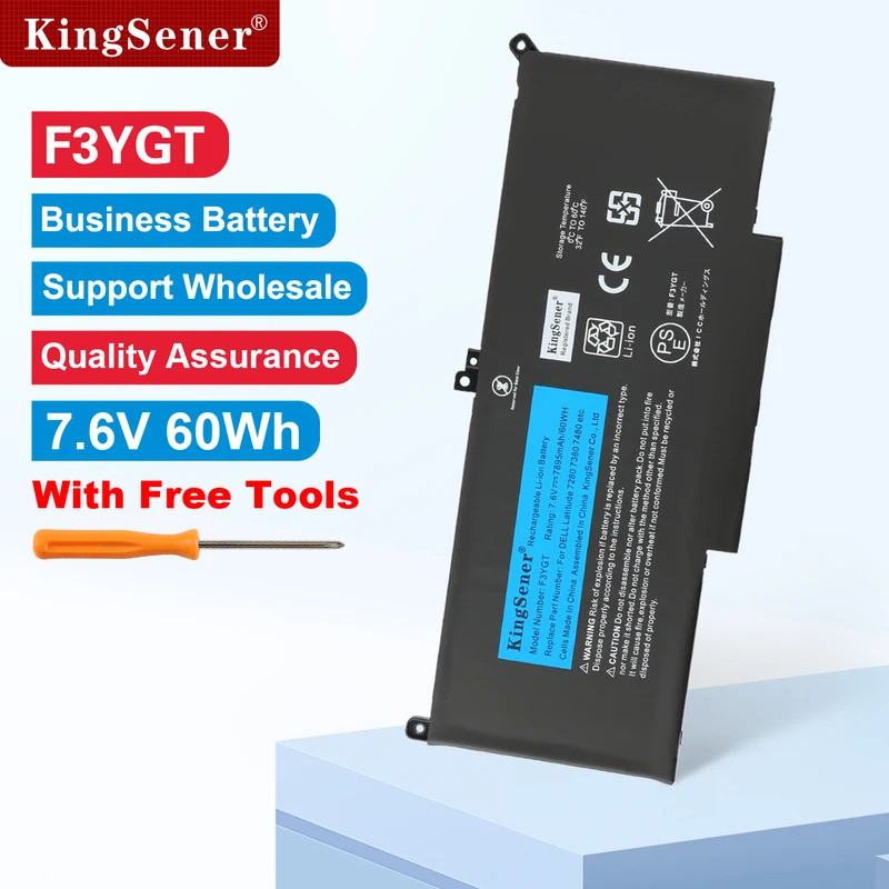 KingSener F3YGT 60WH แบตเตอรี่แล็ปท็อปสําหรับ DELL Latitude 12 7000 E7280 E7290 E7380 E7390 E7480 E7