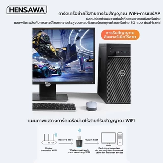 HENSAWA รุ่น PC321 USB WiFi6 Adapter AX900 ตัวรับสัญญาณ Wifi Dual Band 2.4G / 5GHz สําหรับ PC แล็ปท็อ