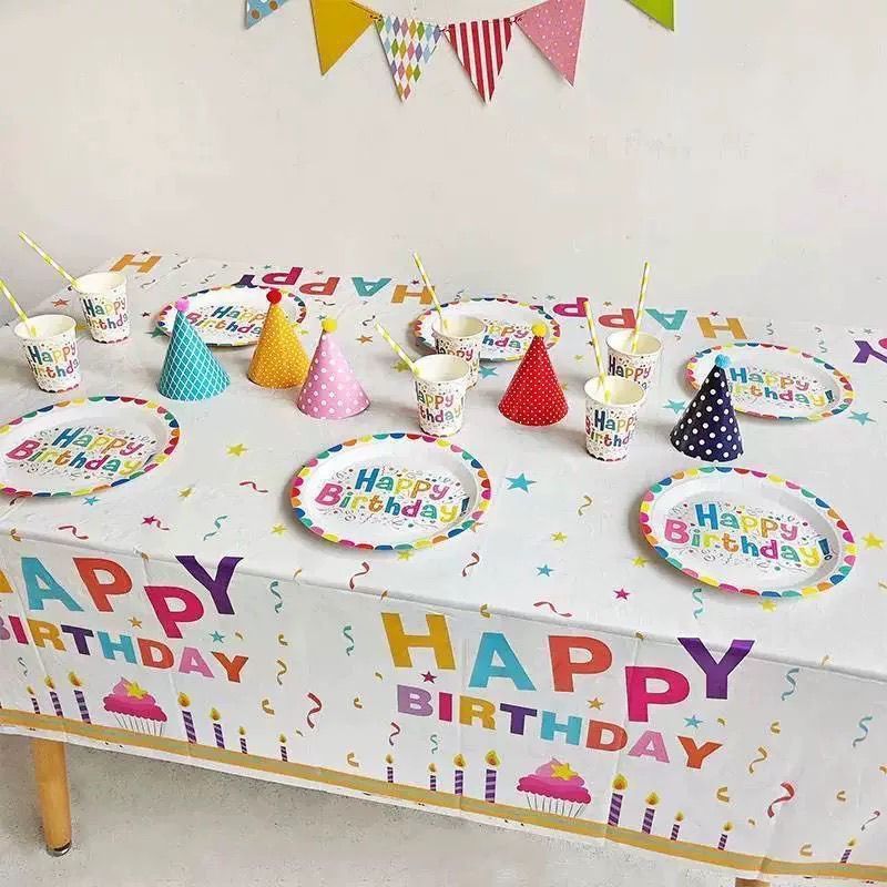 多款一次叉勺派对生日主题餐具盘纸杯桌布节日装扮装饰布置Birthday Party Paper Plate, Paper Cup, Tablecloth Set, Cake, Colorful Pap