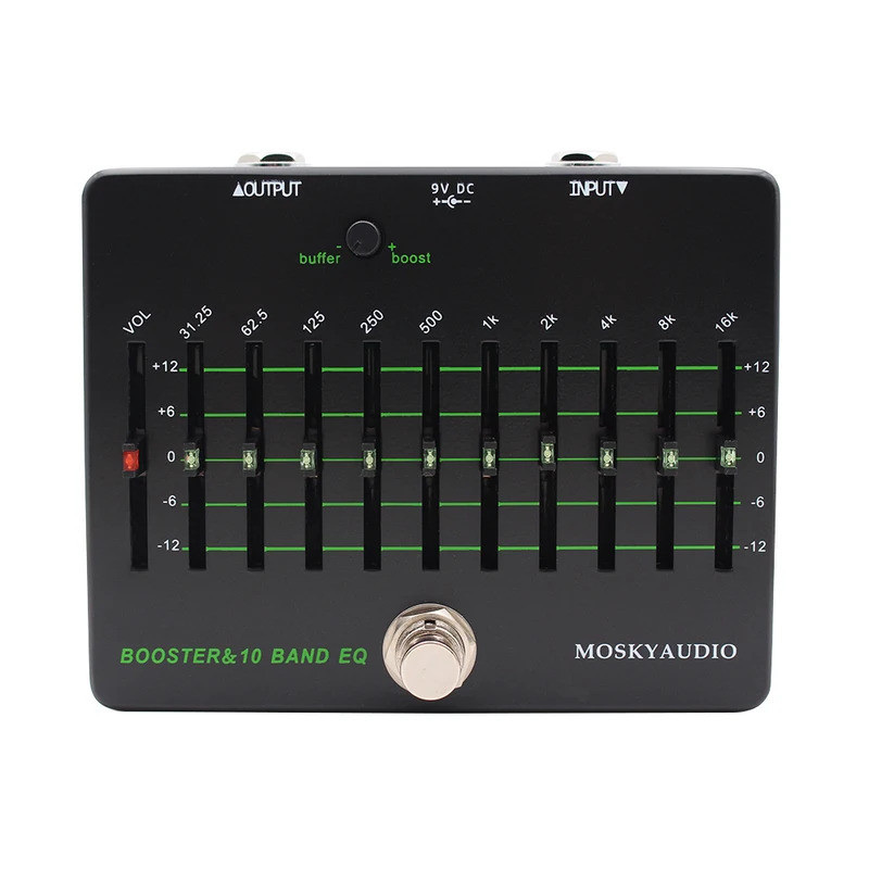 Mosky Clean Booster 10 Band EQ Effect Pedal,Buffer Guitar Effect Pedal True Bypass