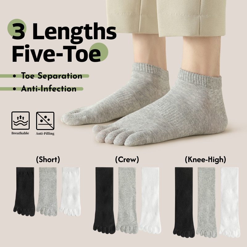 Five-Finger Socks Mens Mid-Tube Summer Deodorant Long-Tube Split-To