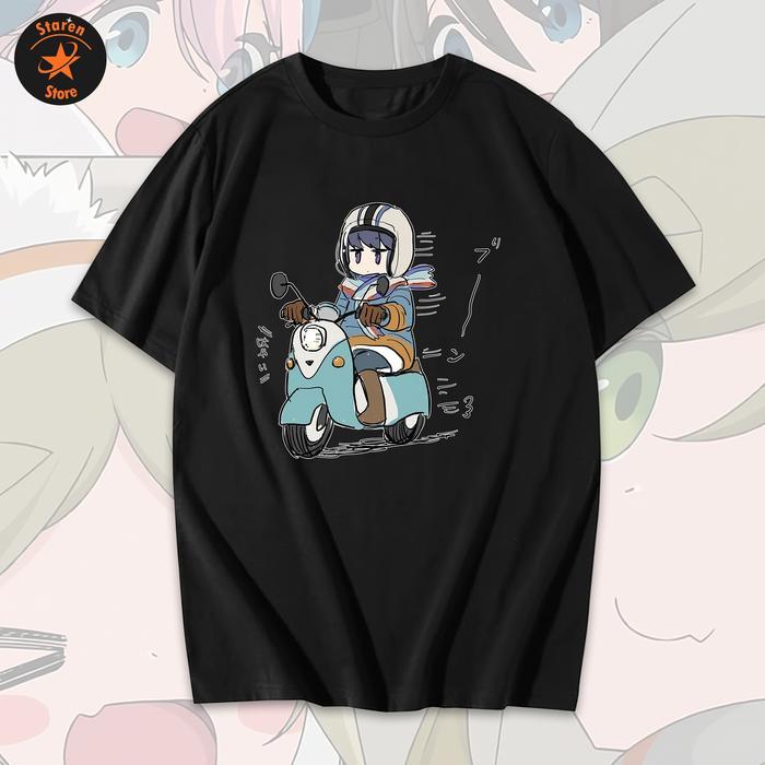 เสื้อยืด Anime Yuru Camp Rin Shima Riding เสื้อยืด Anime เสื้อยืด Yuru Camp เสื้อยืด Pria Wanita Dew