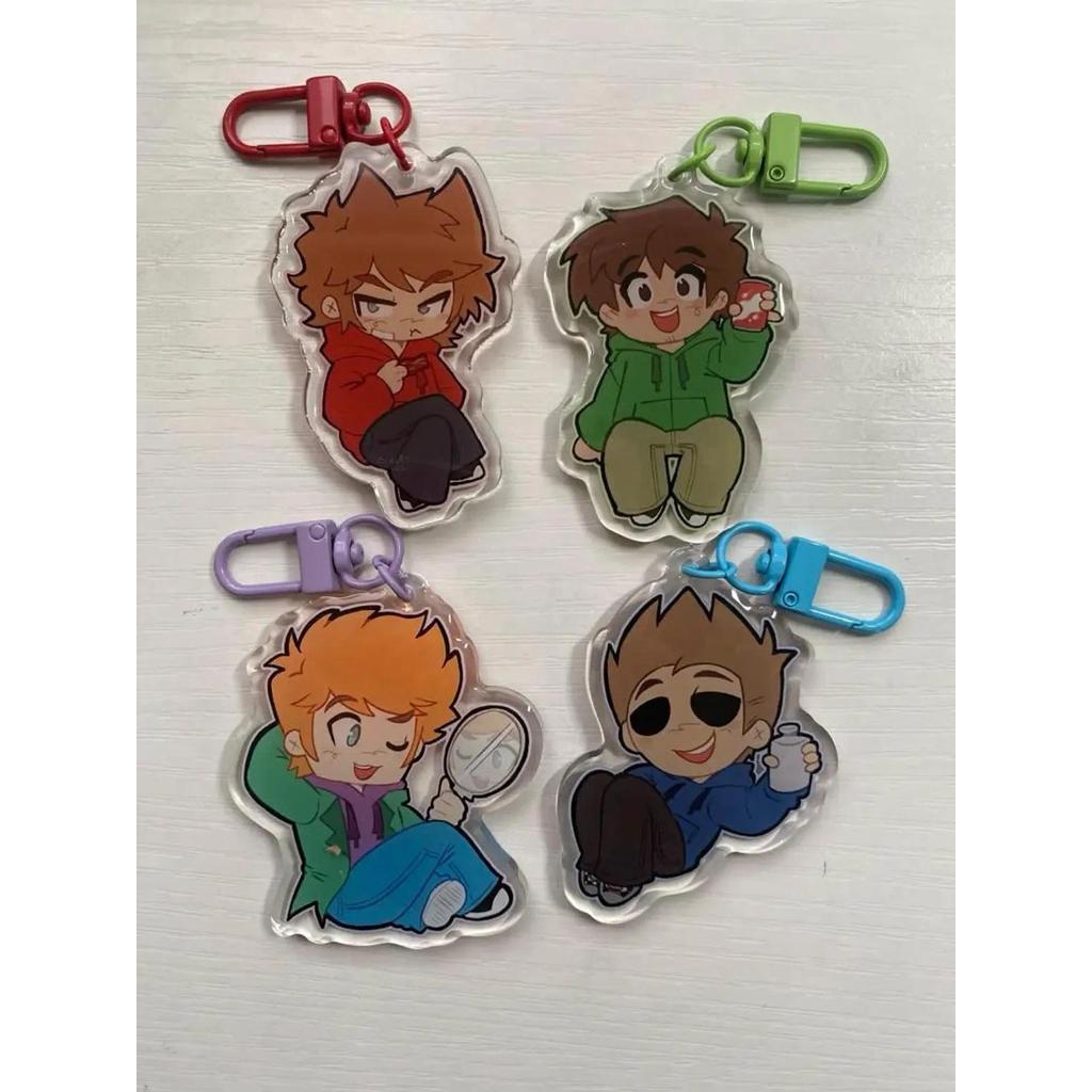 Eddsworld หลักสี่พวงกุญแจอะนิเมะการ์ตูนพวงกุญแจตัวอักษรสําหรับวัยรุ่นและเด็กสะสมรายการ