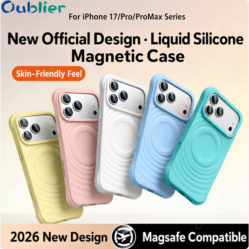 ซิลิโคนเหลวผิวระลอกคลื่นเคสโทรศัพท์แม่เหล็กสําหรับ ไอโฟน iPhone 17 Air 16 15 14 Pro Max เคส Case ปลอกออกแบบใหม่พรีเมี่ยมนุ่มปกหลังสําหรับ iPhone 17 Pro Max กันกระแทกป้องกัน