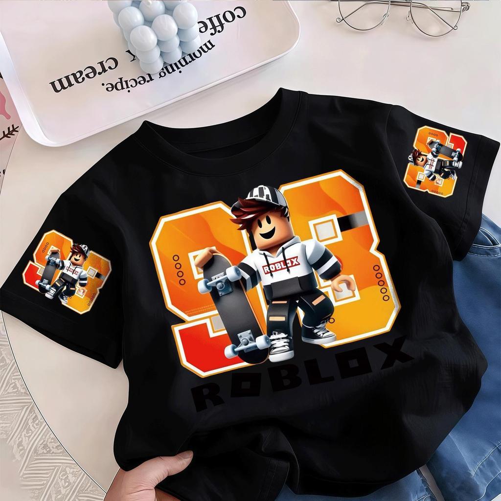 (ส่งเร็ว 24 ชม.)ชุดเซ็ตเสื้อยืดเด็กคอกลมพิมพ์ลาย ROBLOX สุดฮิตฤดูร้อนปี 2026 สำหรับเด็กอายุ 3-14 ปี ขนาด 90-160 ซม. สินค