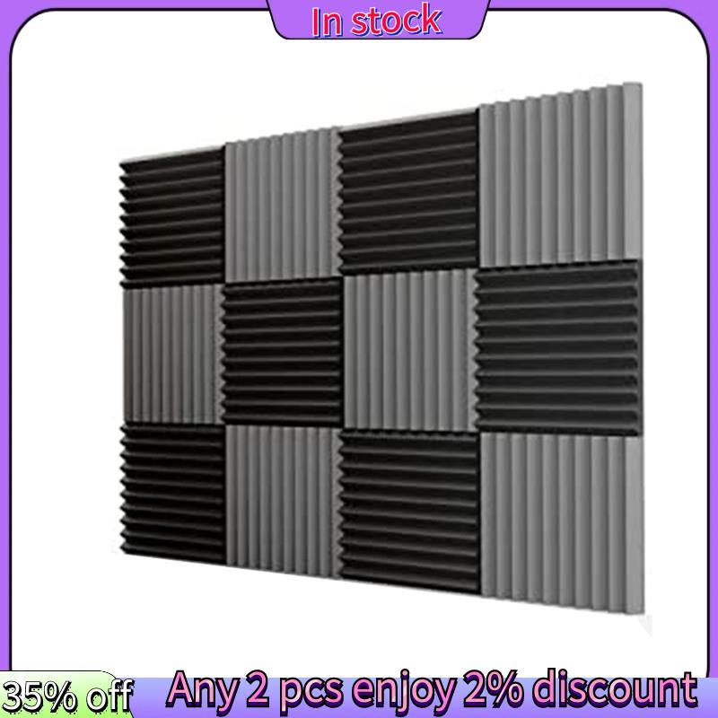 In stock-12 ชิ้นโฟมอะคูสติก,Studio Wedge Tile,โฟมอะคูสติก Soundproof Pyramid Studio Treatment แผงผนั