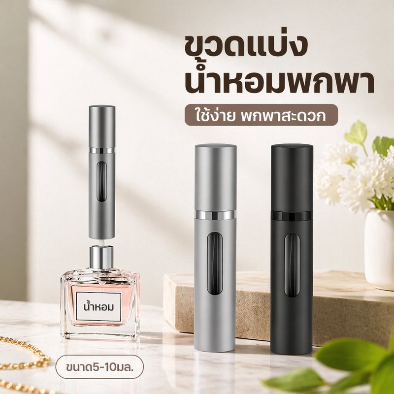 ขวดแบ่งน้ำหอม ขวดเติมน้ำหอม พกพา สเปรย์น้ำหอม เติมล่าง หัวฉีดนาโน ขวดแก้ว เดินทาง 8ml 10ml