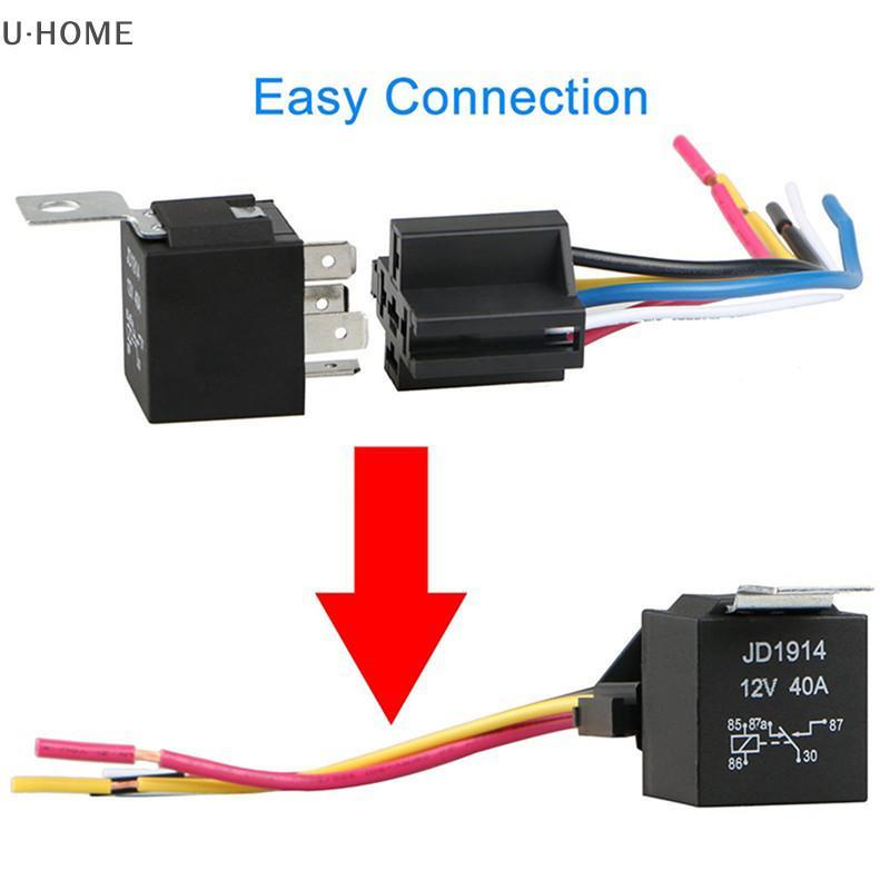 U · Home รีเลย์รถยนต์กันน้ำ12V, รีเลย์รถ40A 5Pin 5Pin 12V พร้อมช่องเสียบรีเลย์