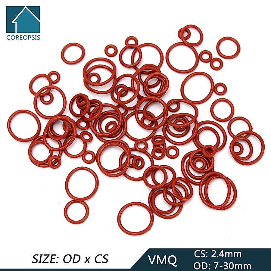 Vmq แหวนยางซิลิโคน โอริง ปะเก็นแหวนซีล โอริง 7 มม.-30 มม. CS 2.4 มม. สีขาว สีแดง แบบเปลี่ยน สําหรับเ