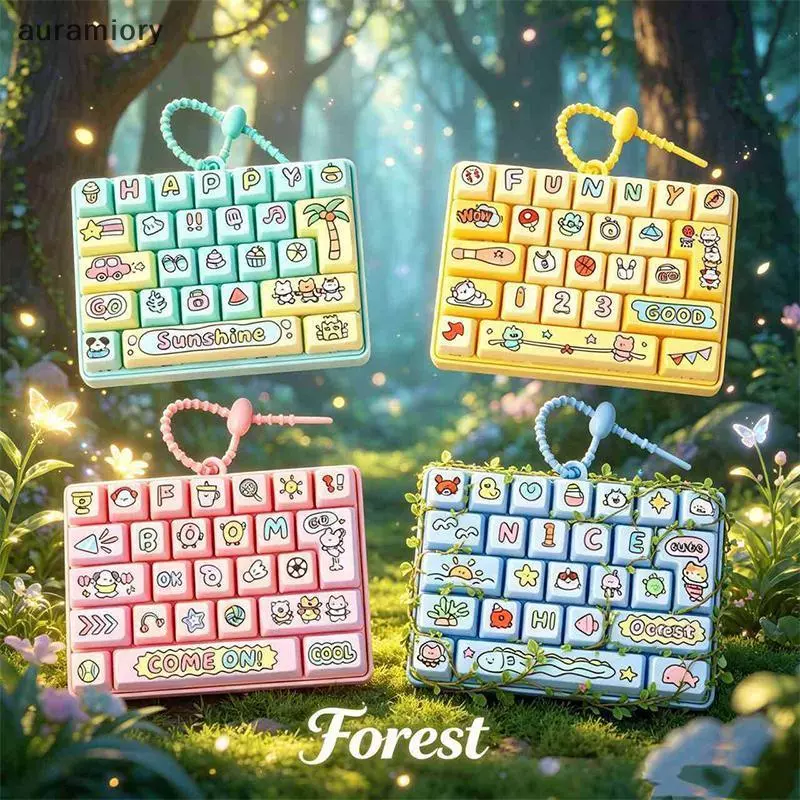 Auramiory] 26 คีย์คีย์บอร์ดรูป Fidget ของเล่นพวงกุญแจสนุกความเครียดบรรเทา Sensory จี้สําหรับคริสต์มาส Stoing Stuffer ของขวัญใหม่