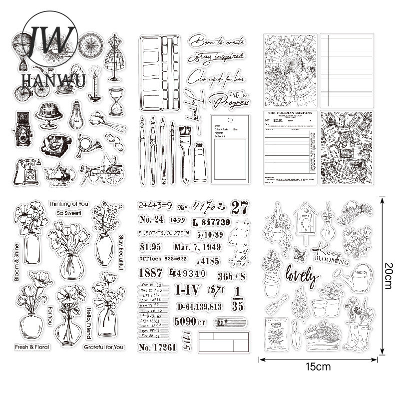 JIANWU Vintage Plant Flower Life Landscape วัสดุ Collage โปร่งใสซิลิโคนแสตมป์ Journal อุปกรณ์นักเรียนเครื่องเขียน