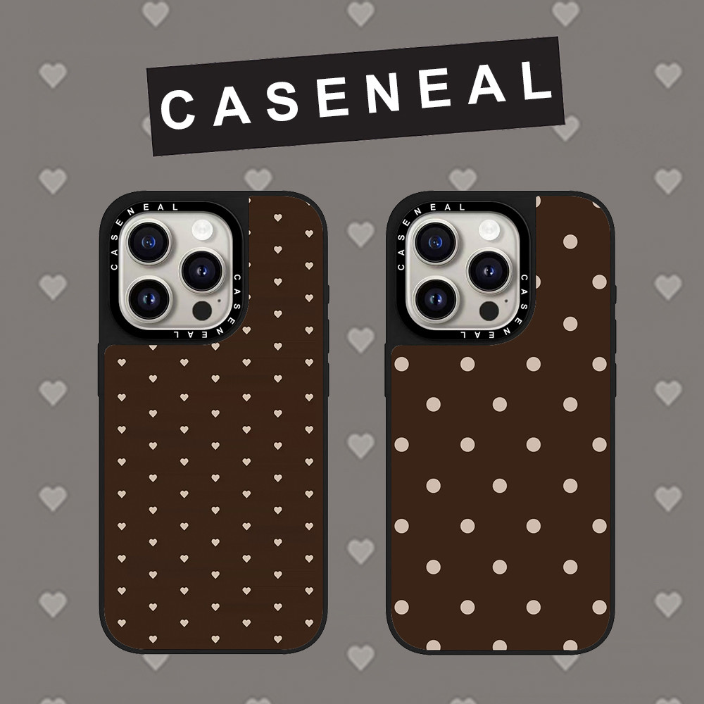CASENEAL สีน้ําตาล Love Wave Point matte เคสโทรศัพท์สําหรับ iPhone 17 Pro Max 16 ProMax 15Pro 14 Plus 13 12 โทรศัพท์กันกระแทกขอบนุ่มฮาร์ดป้องกันกรณี