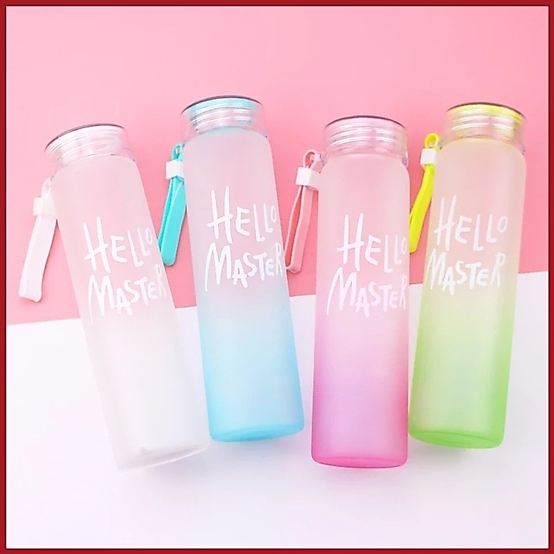 ปลีก/ส่ง ขวดน้ำใส กระบอกน้ำแก้ว ขนาด480ml สายซิลิโคน ทนความร้อน อย่างหนา ไม่แตกง่าย มีให้เลือก 4สี