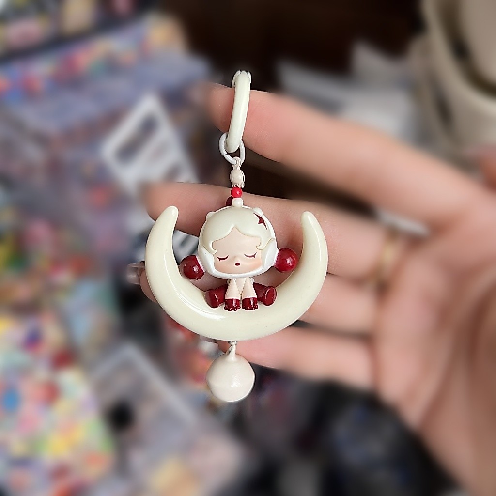 ของแท้ POPBEAN Dreamy ยอดนิยมน่ารักลูกปัด Creative กระเป๋าถือ Moon Bell จี้โทรศัพท์มือถือ Key Chain รถแขวนสาว Lover ของขวัญ