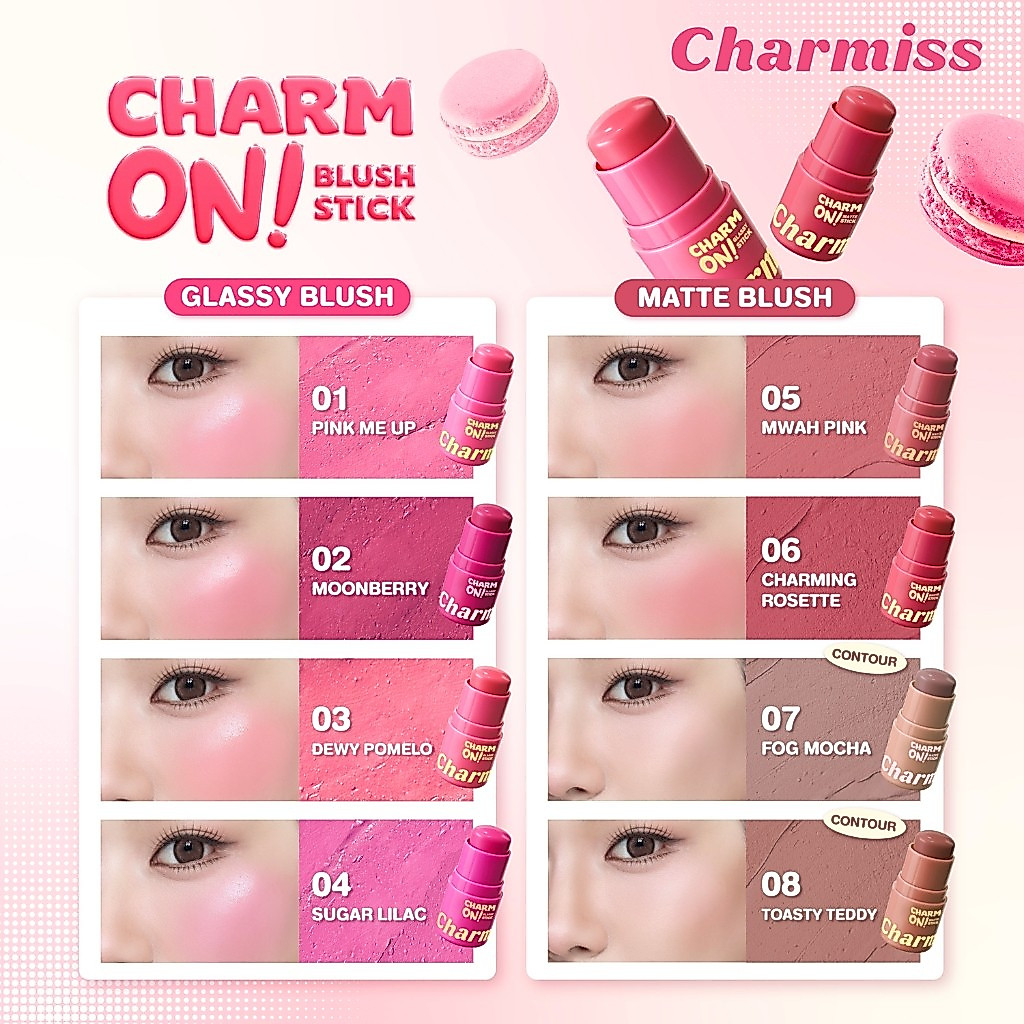 บลัชสติ๊ก Charmiss Charm On! 3g พร้อมพัฟ คุมมัน ติดแน่นทั้งวัน