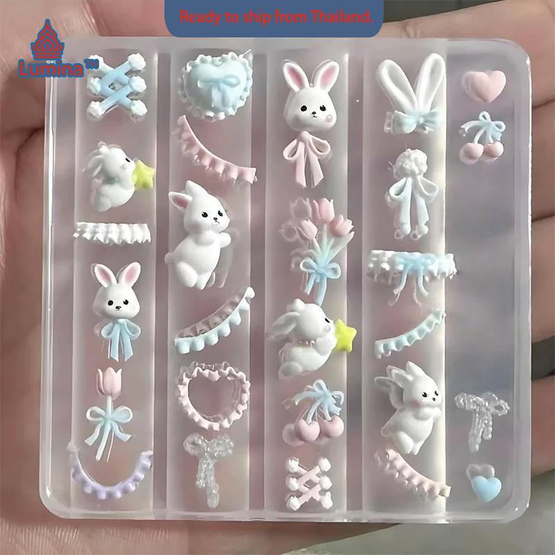 แม่พิมพ์ซิลิโคน3D กระต่ายลูกไม้สำหรับตกแต่งเล็บแม่แบบซิลิโคนดีไซน์แบบทำมือสำหรับเล็บ