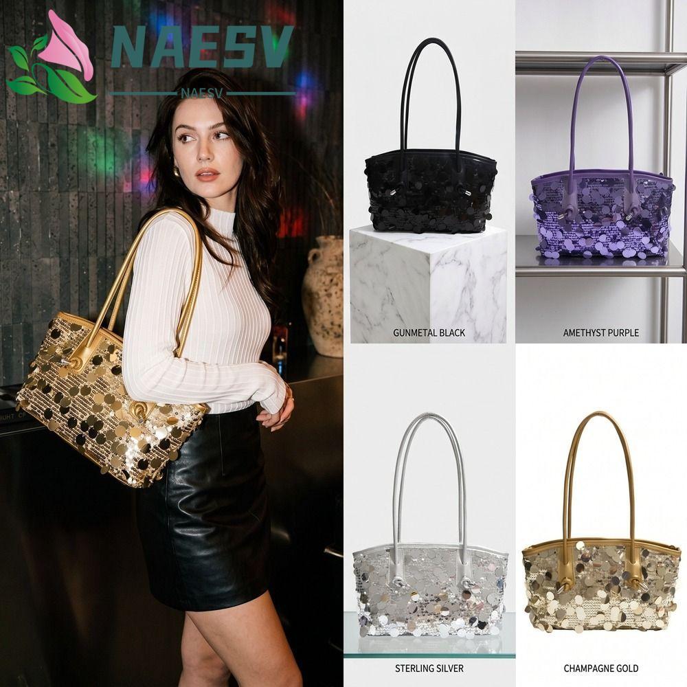 โท้ตเลื่อม NAESV, กระเป๋าถือ Blingbling เงาขนาดใหญ่, กระเป๋าแฟชั่นใต้วงแขนประดับด้วยเลื่อมกระเป๋าเย็นช้อปปิ้ง