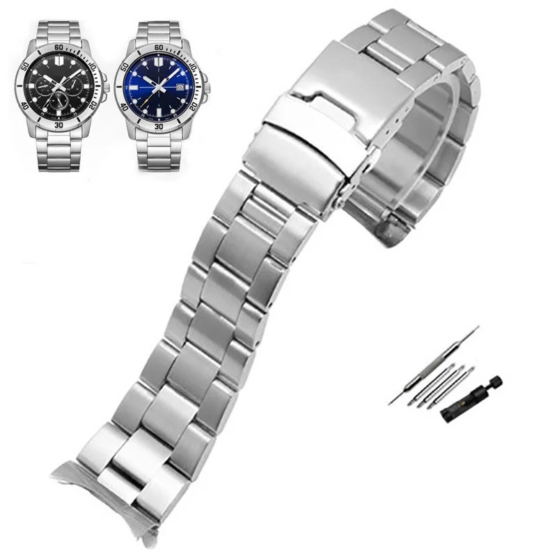 เปลี่ยนสายนาฬิกาสําหรับ Casio MDV106-1A MDV-107 MTP-VD01 MDV-106 D สร้อยข้อมือ 22 มม.สายคล้องคอสแตนเ