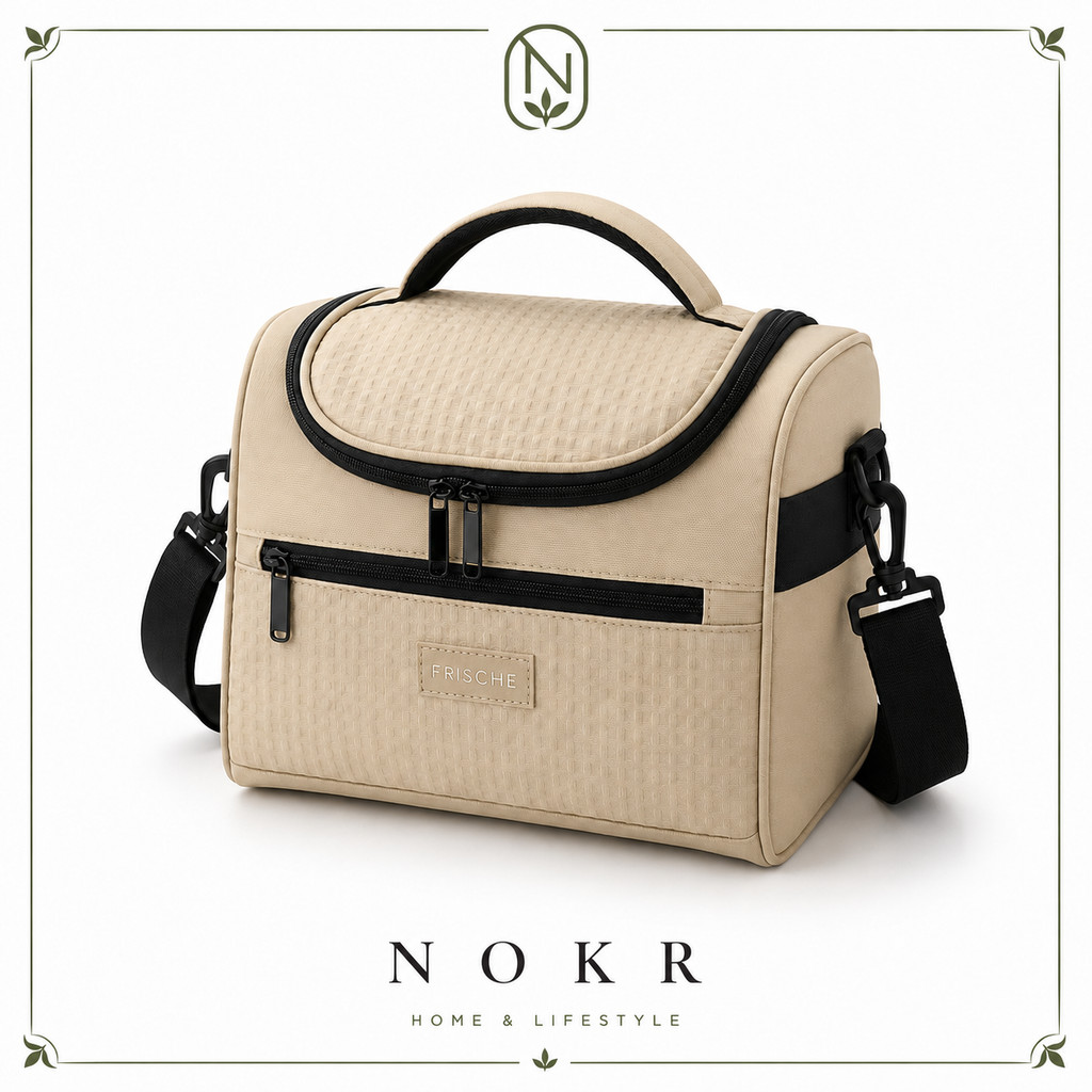 NOKR ถุงอาหารกลางวันฉนวนซิปถุงอาหารกลางวันกันน้ําฉนวนถุงอาหารกลางวันมือถือถุงฉนวน