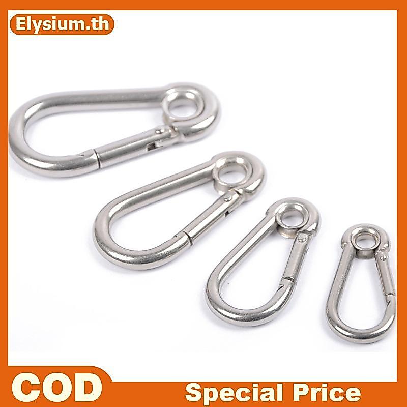 M4 M5 M6 M7 M8 สแตนเลส Carabiner Carbine Snap Hook พร้อมตาไก่สปริง Bule Key แหวน