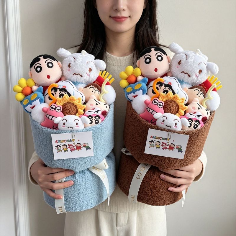 Crayon Shin-Chan การ์ตูนน่ารักตุ๊กตาสําเร็จการศึกษาช่อดอกไม้แฟนวันหยุดของขวัญวันเกิดสาวของขวัญ 6.28