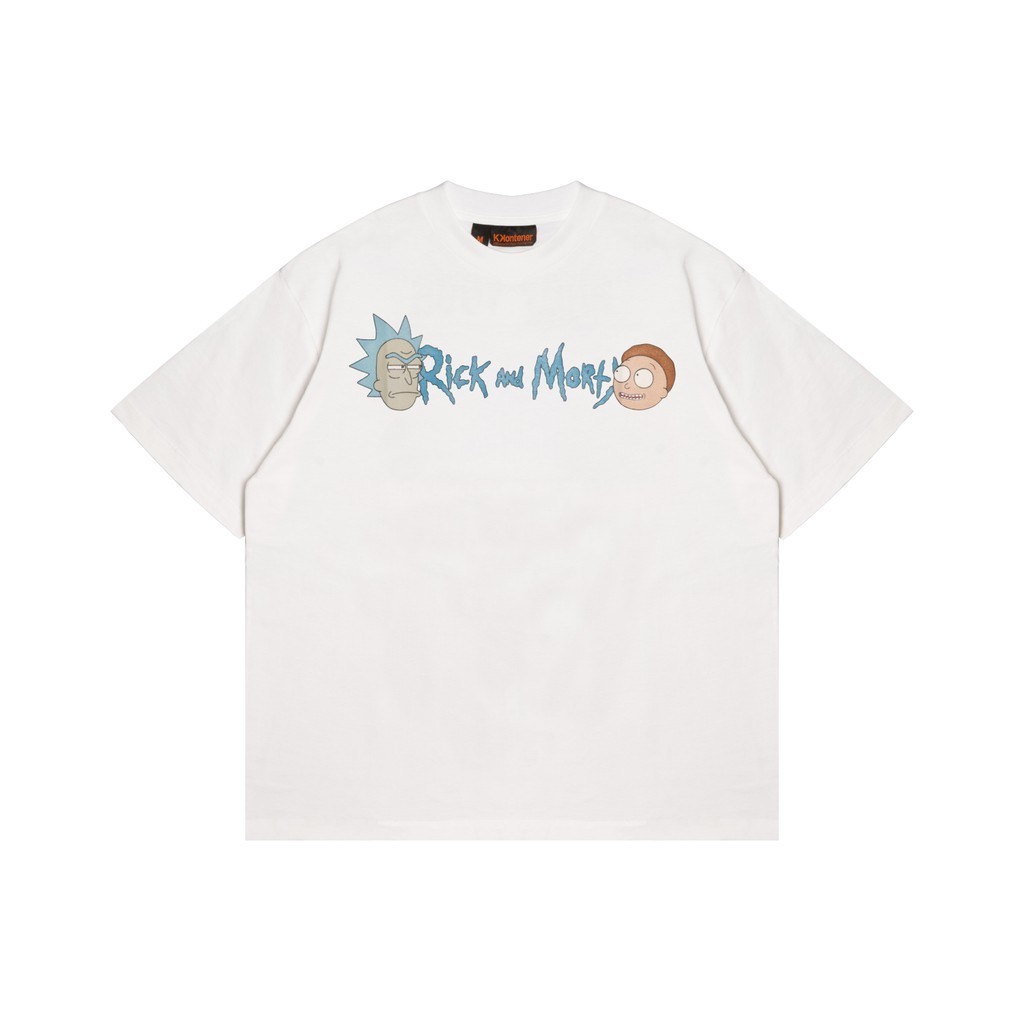 "R1CK & M0RTY" RELAXED FIT TSHIRT สีขาวแท็กและฉลากเต็ม