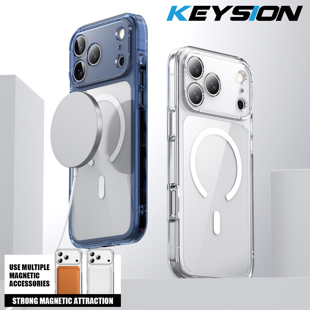 KEYSION เคสใสกันกระแทกสําหรับ iPhone 17 Pro Max Clear TPU + PC แม่เหล็กชาร์จไร้สายโทรศัพท์ฝาหลัง