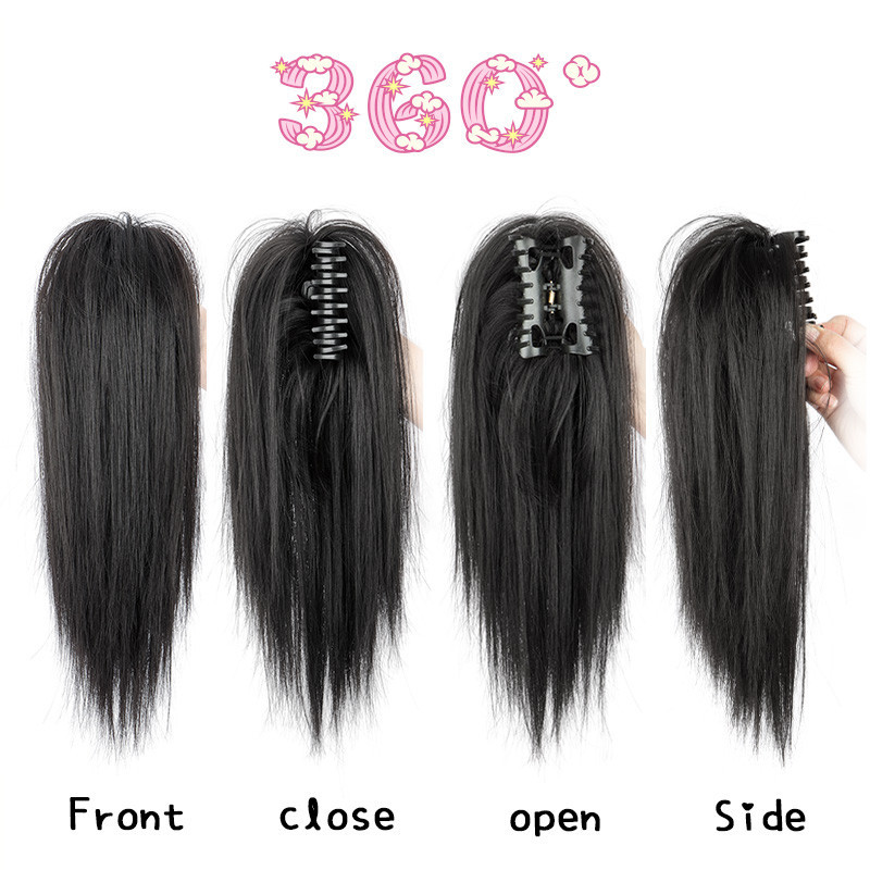 【ซื้อ 1 แถม 1】วิกผมหางม้าตรง 35 ซม. - ต่อผมหางม้าสูงสังเคราะห์พร้อมคลิปก้ามปูสําหรับผู้หญิงแฟชั่น - รูปที่ 4