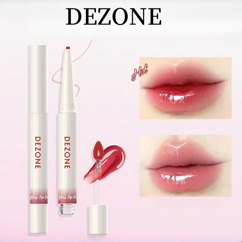 DEZONE Double Head Light Sensitive Lip Glaze กระจกปากสีแดง Lip Line ปากกาไม่จางหาย Lip Pinch ปากกา L