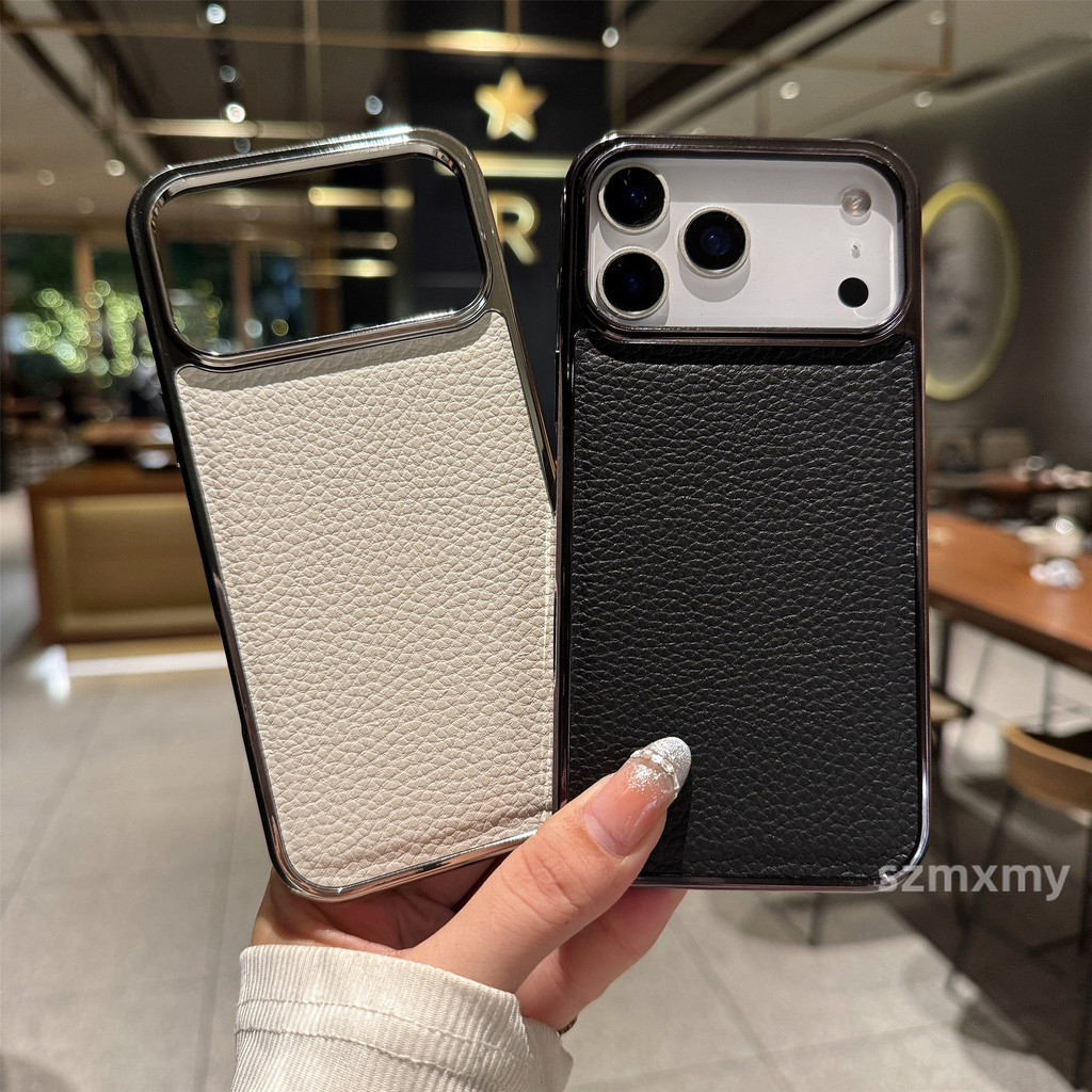 ใหม่ Electroplated ลิ้นจี่เนื้อเคสโทรศัพท์สําหรับ IPhone 17 16 15 14 13 12 11 Pro Max Plus 18Air หนั