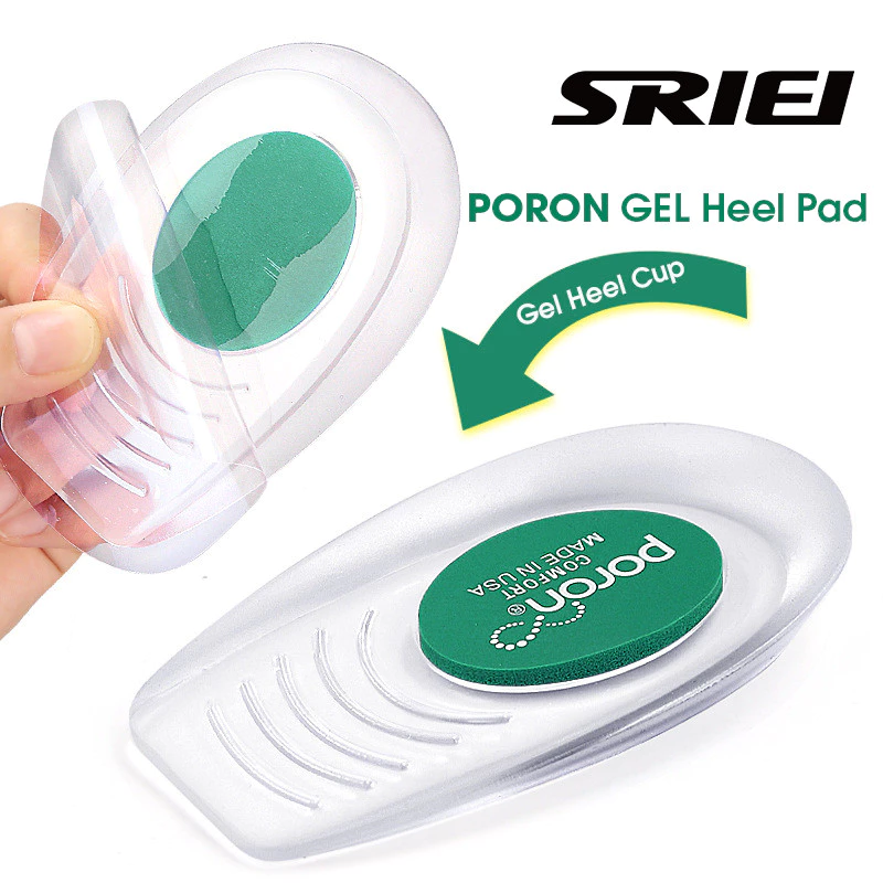 แผ่นรองพื้นเท้า SRIEI แบบซิลิโคนเจล ลดอาการปวดและกระแทกด้านหลังเท้า หนานุ่ม เพิ่มความสูงครึ่งส้น