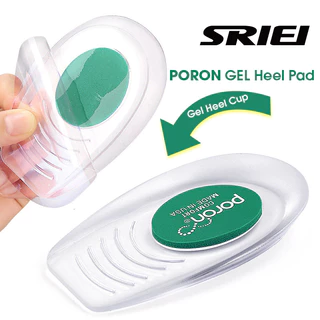 แผ่นรองพื้นเท้า SRIEI แบบซิลิโคนเจล ลดอาการปวดและกระแทกด้านหลังเท้า หนานุ่ม เพิ่มความสูงครึ่งส้น