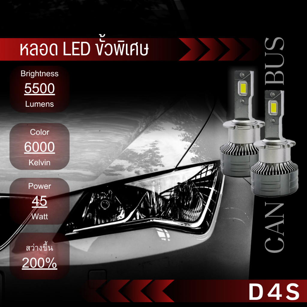 D4S หลอดไฟหน้ารถยนต์ขั่วพิเศษ D4S หลอดไฟ LED รุ่น D Seriesกล่องแดงสินค้าของแท้ 100%  มีการรับประกันส
