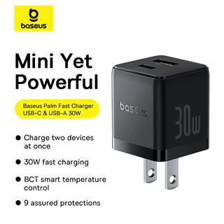 🔥ถูก/แท้🔥Baseus Palm Fast Charger หัวชาร์จ 30W FastCharge Adapter USB / TypeC ขนาดเล็ก Mini Yet Powerful