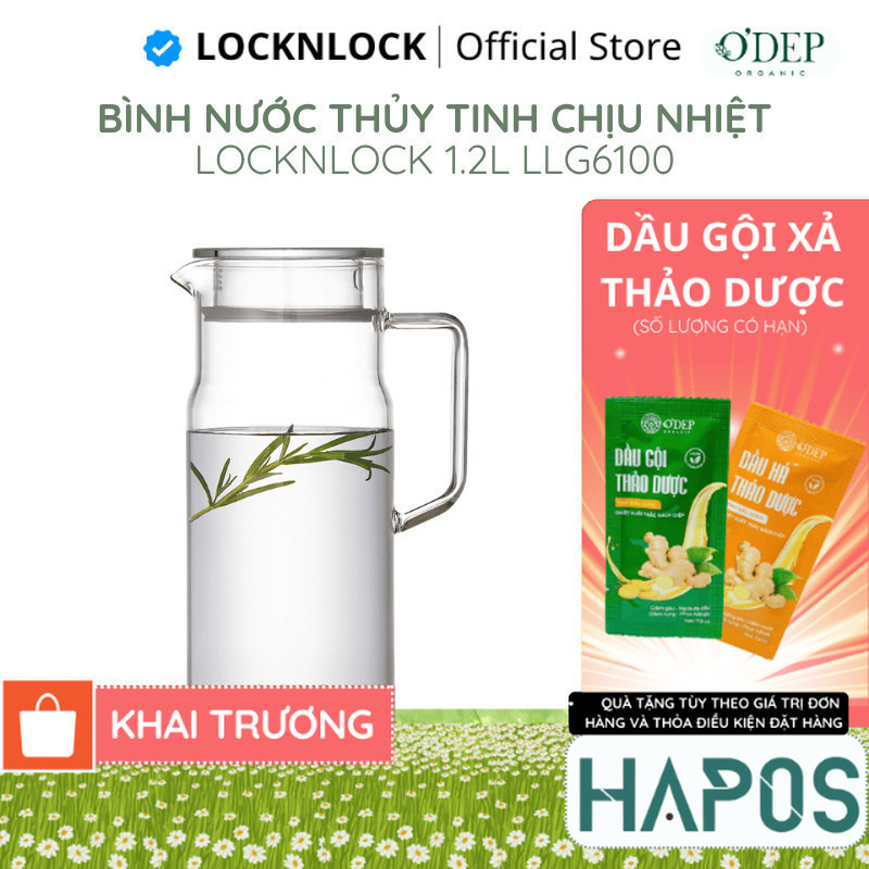 ขวดน้ํา Metro Glass LocknLock ของแท้ 1.2L ผลิตจากแก้วทนความร้อน LLG6100 - HAPOS HEL