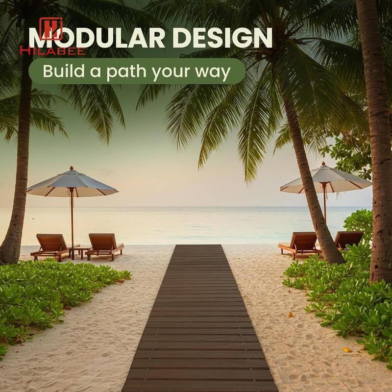 [hilabee] ไม้สวน Pathway กลางแจ้งม้วนออกตรงทางเดินไม้ชนบทถนนชั้น Pavers Boardwalks สําหรับปาร์ตี้ชาย