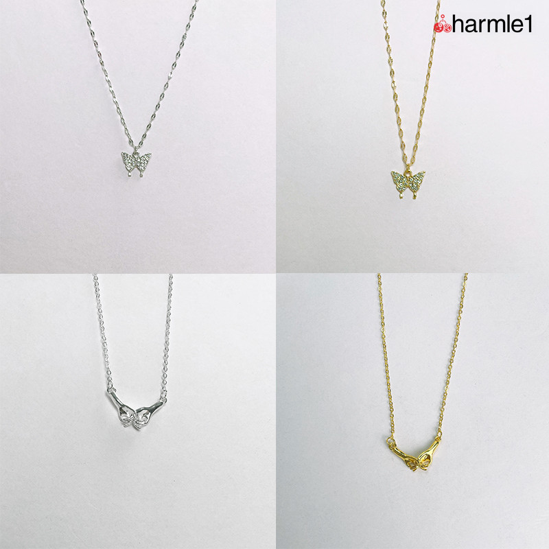 ️Simple Hao Stone EKG สร้อยคอเพชรทรงเรขาคณิต Water Drop Butterfly Leaf Love Key Butterfly-Ch