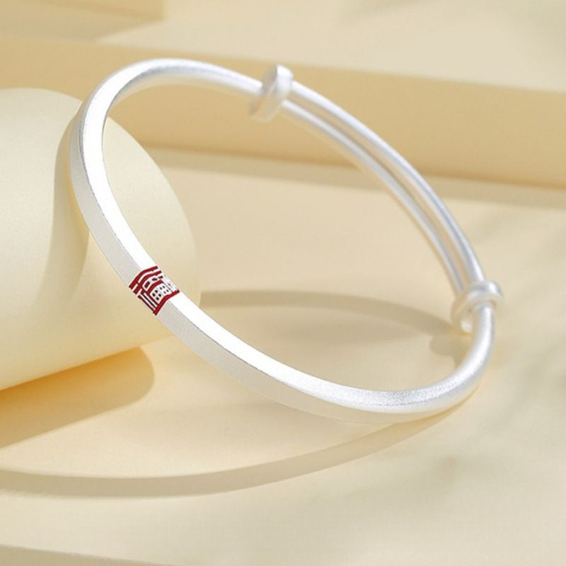 Minimalist Classic Silver Sifang Fu Frosted เปิดสร้อยข้อมือวันแม่
