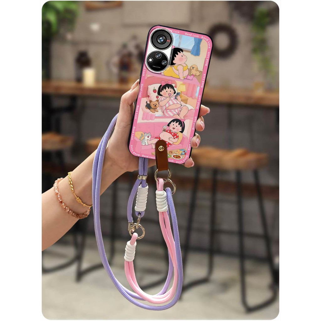 นิ่มอินเทรนด์ ZTE V40S/Axon40 SE/V70 Pro เคสโทรศัพท์รวมทุกอย่างขอบน่ารักรุ่น Q แนวทแยง Halter คอที่เ