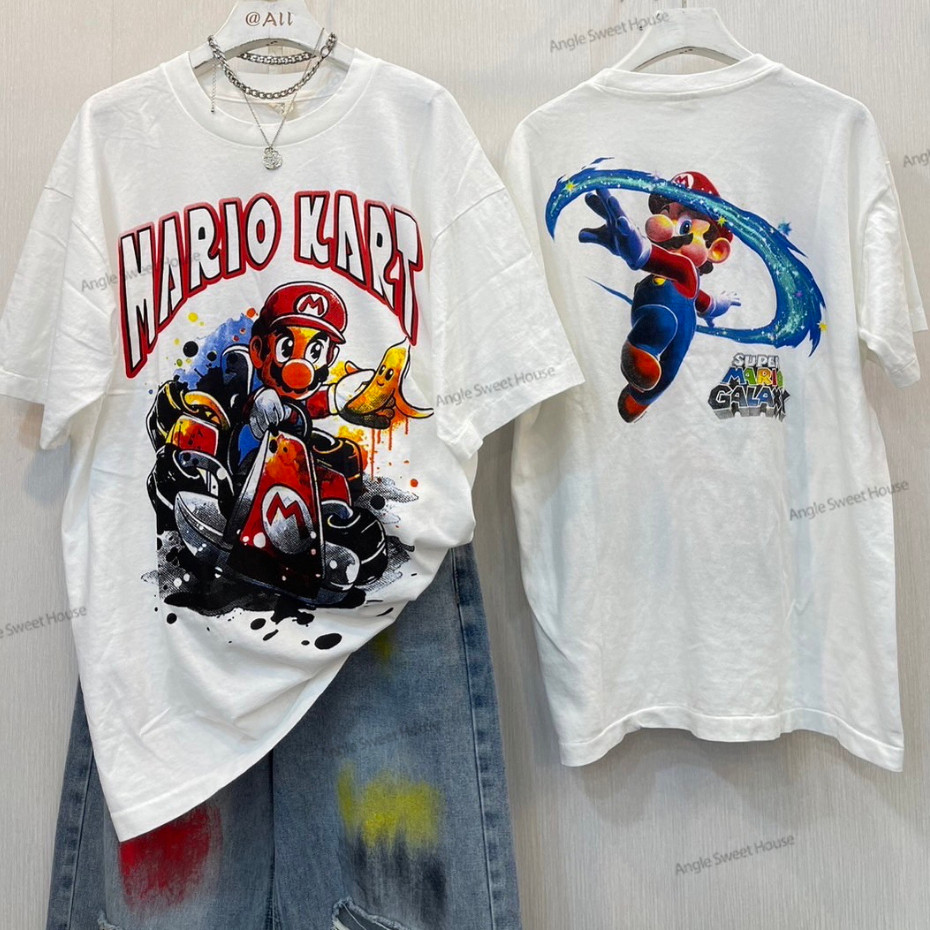 (จัดส่งตลอด 24 ชั่วโมง）Angle Official Oversized รุ่นใหม่ฤดูร้อน สตายสติกสตายลายพิมพ์ ส่งไวจากไทย คอก