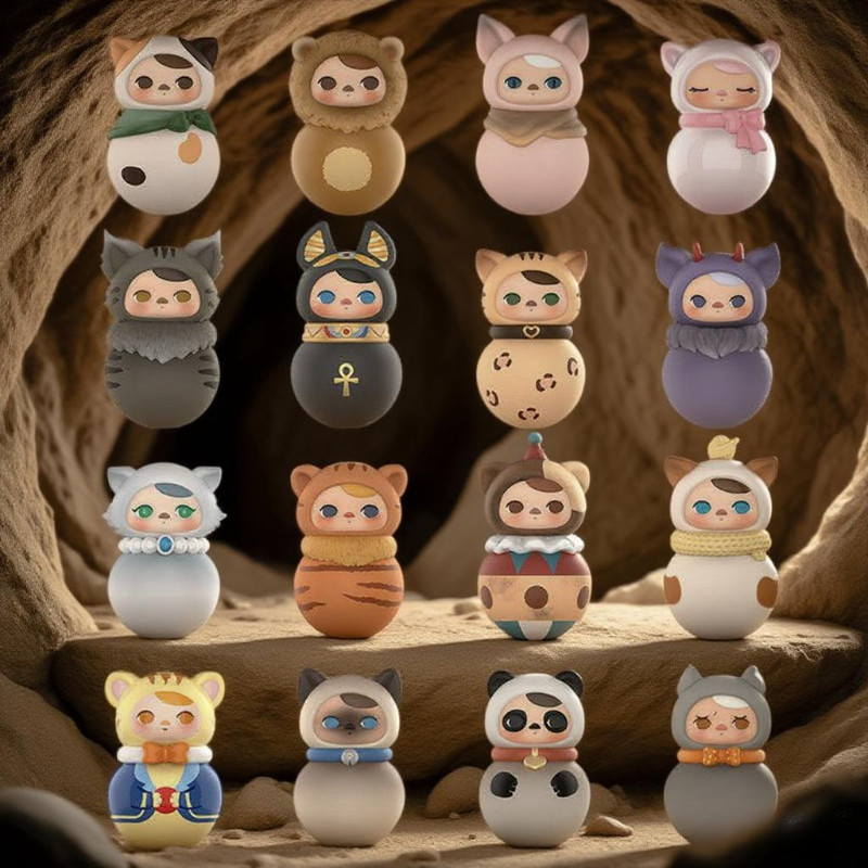 POPMART PUCKY Meow Tumbler Series รูปของเล่น Mystery Box ของขวัญ