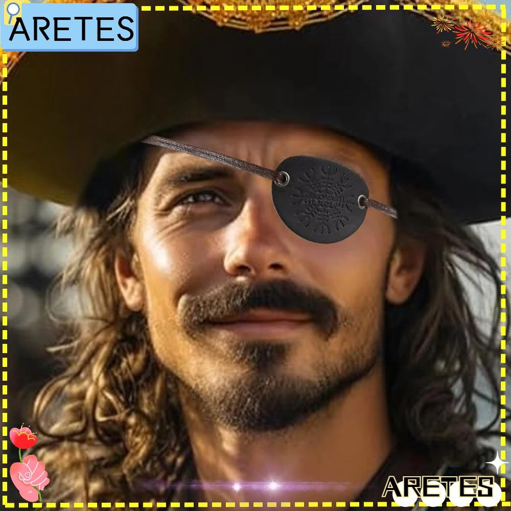 ARETS Pirate Eye , Hand Made Leather Flat Profile Eyepatch, High Quality Retro Halloween Costume Acc