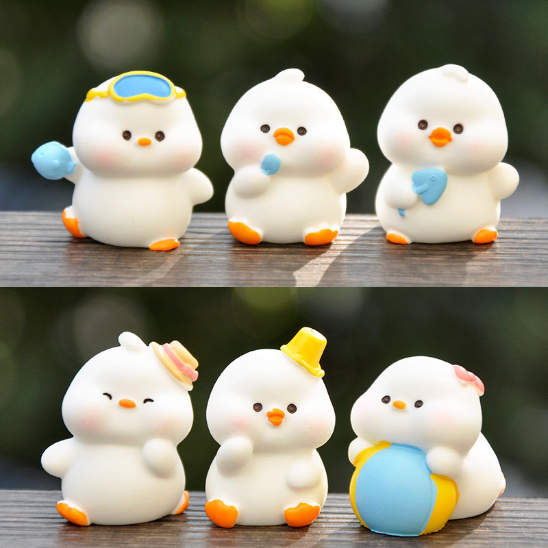 ✨ของประดับเรซิ่น✨เป็ดน้อยน่ารักสไตล์ชายหาด✨ของแต่งหน้าจอกลางรถ✨ของประดับบนโต๊ะคอม