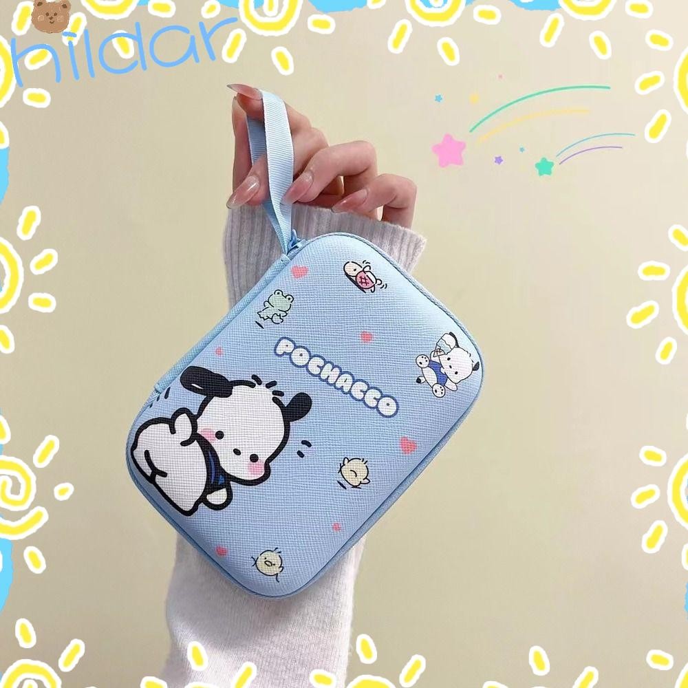 ฝาครอบป้องกันเครื่องชาร์จ HLAR, กล่องเก็บสายเคเบิลข้อมูล EVA ความจุขนาดใหญ่, มัลติฟังก์ชั่น Kuromi Pachacco Winnie ลิปสติกเดินทางกลางแจ้ง